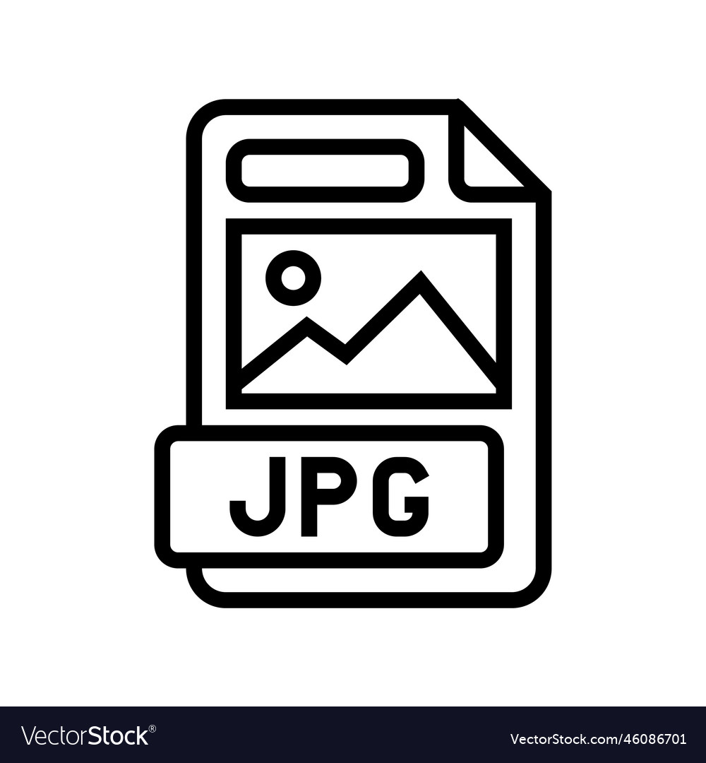 Jpg file format document line icon vector image Jpg file format document line icon