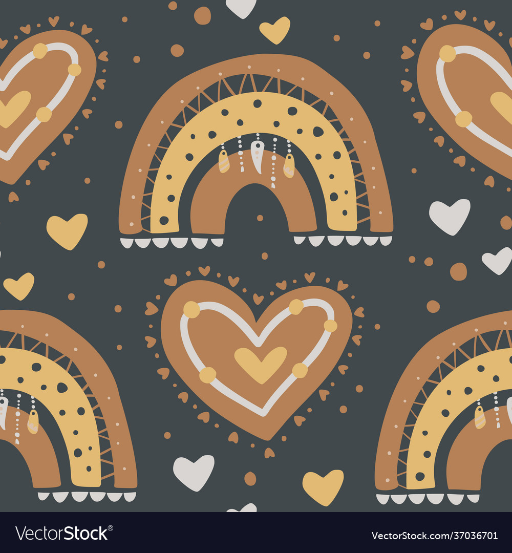 Kid rainbow child boho bohemian seamless pattern