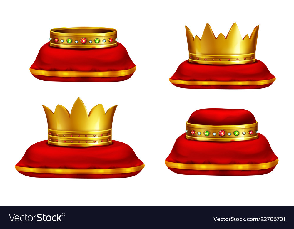 King or queen headwear realistic collection vector image King or queen headwear realistic collection