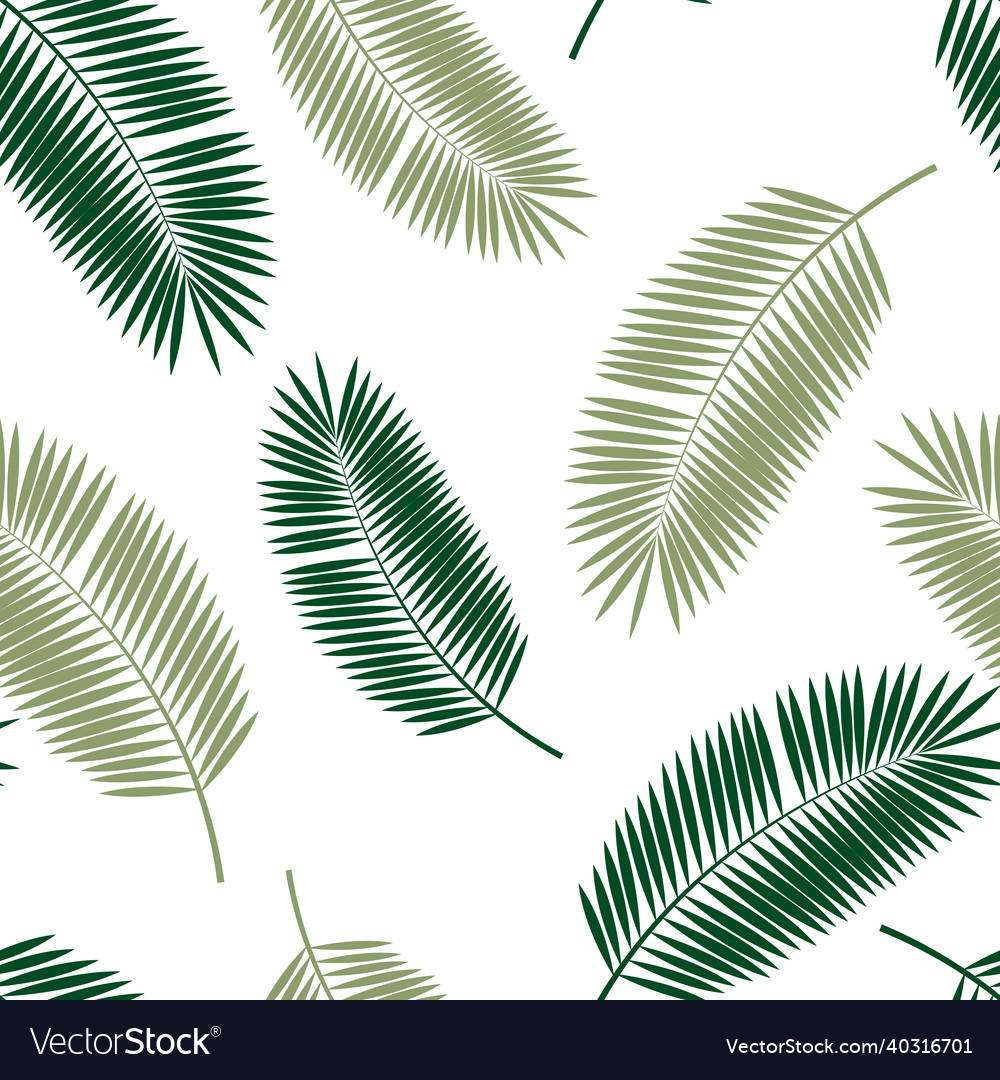 Palm leaf seamless pattern background vector image Palm leaf seamless pattern background