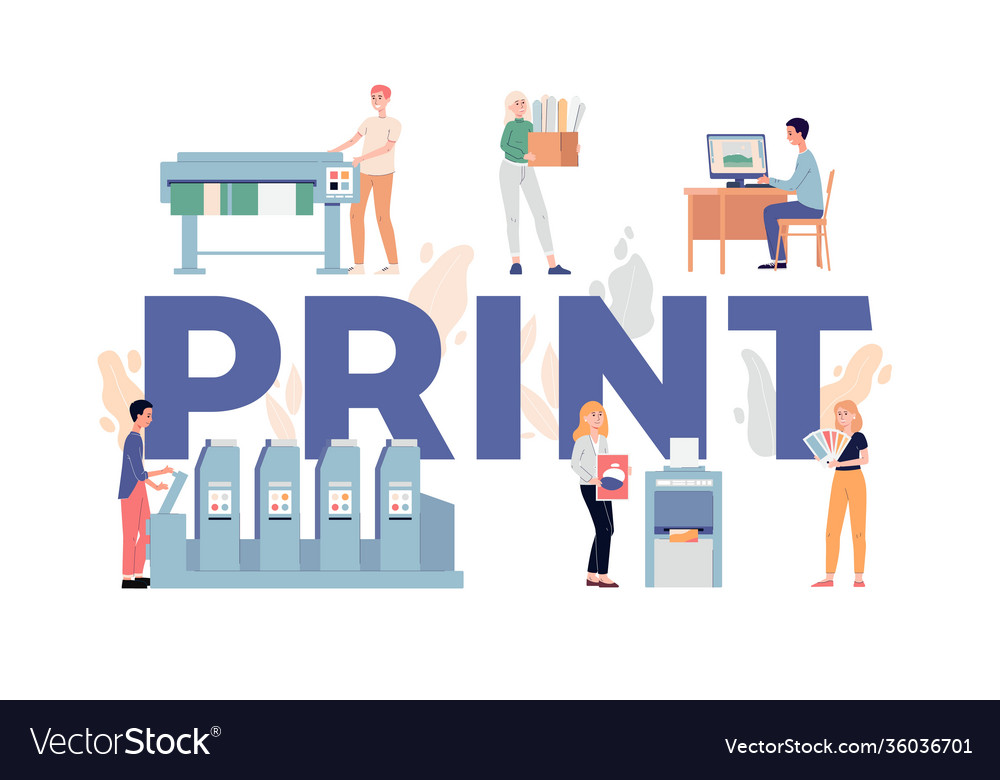 Print and typography services banner flat vector image Print and typography services banner flat