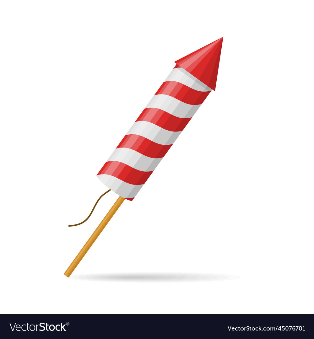 Red firework rocket isolated on white background Vector Image