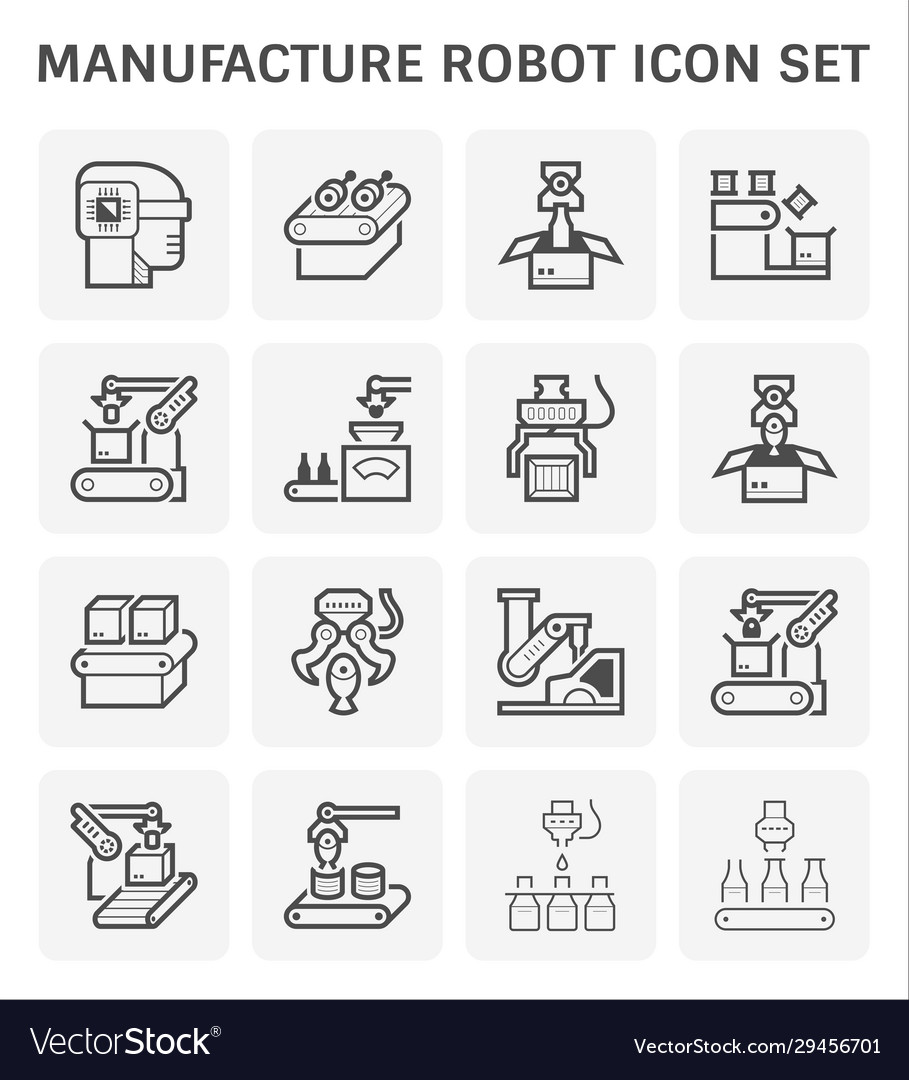 Robot production icon Royalty Free Vector Image