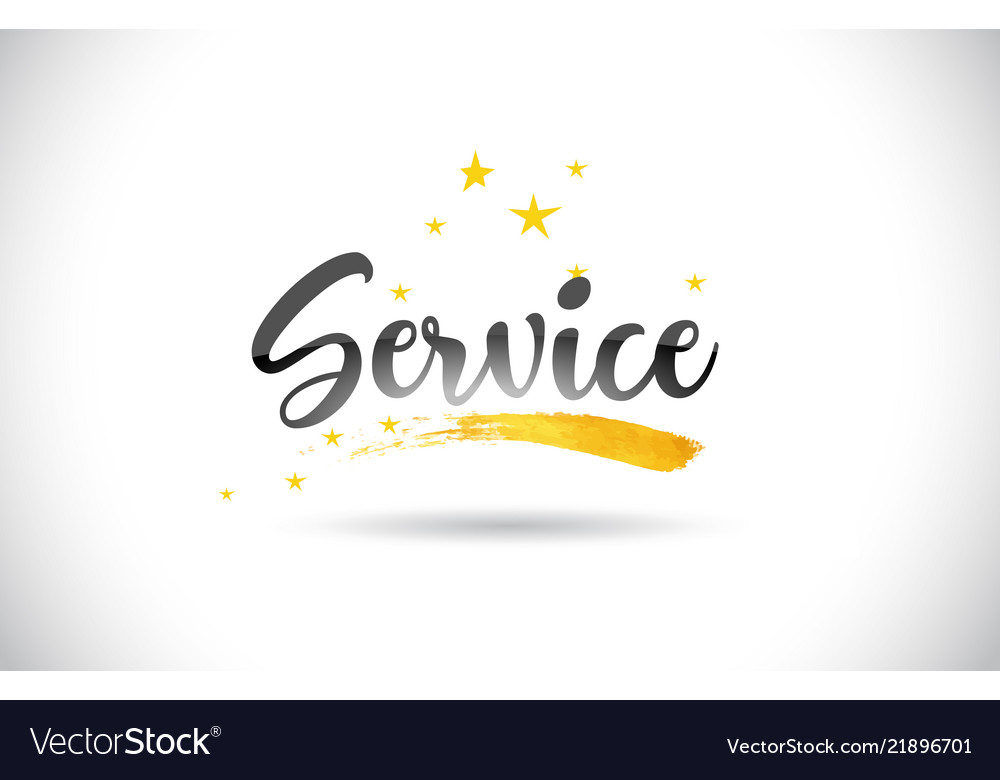 Service word text with golden stars trail and Vector Image