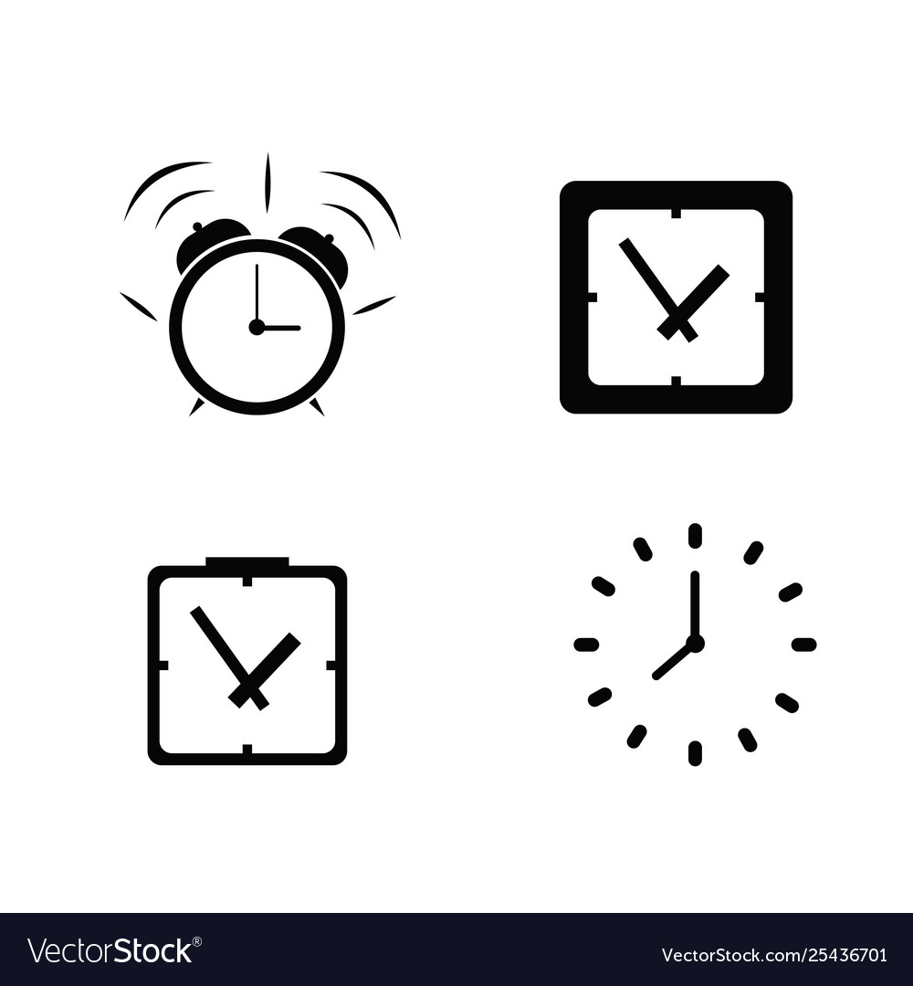 Set clock flat icon vector image Set clock flat icon