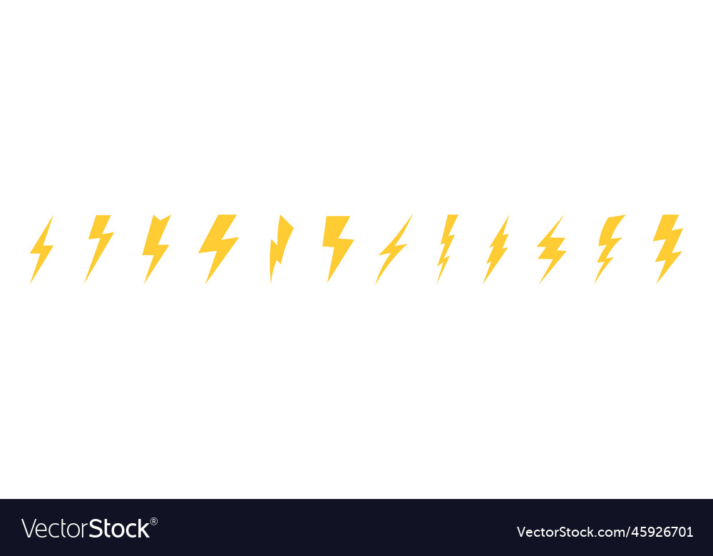 Set lightning bolt thunderbolt flat style