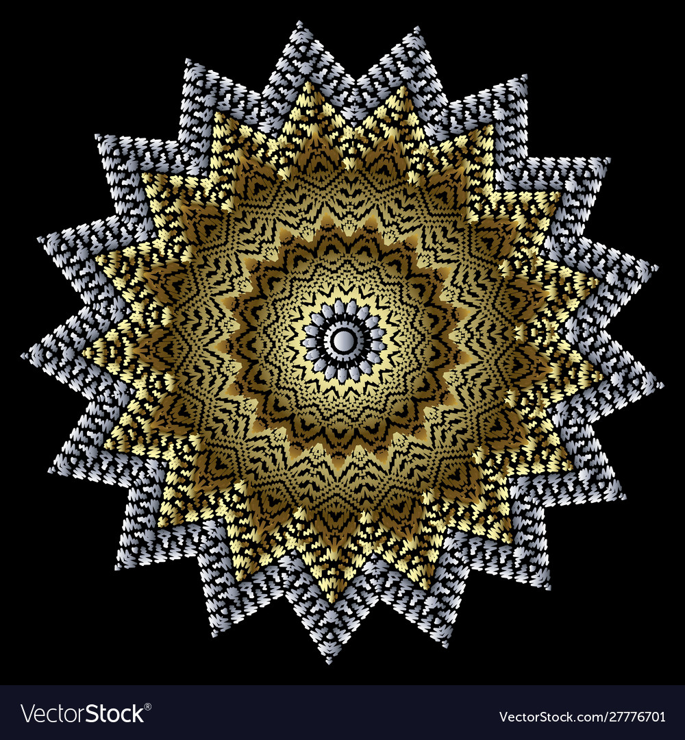 Tapestry textured 3d zigzag mandala pattern vector image Tapestry textured 3d zigzag mandala pattern