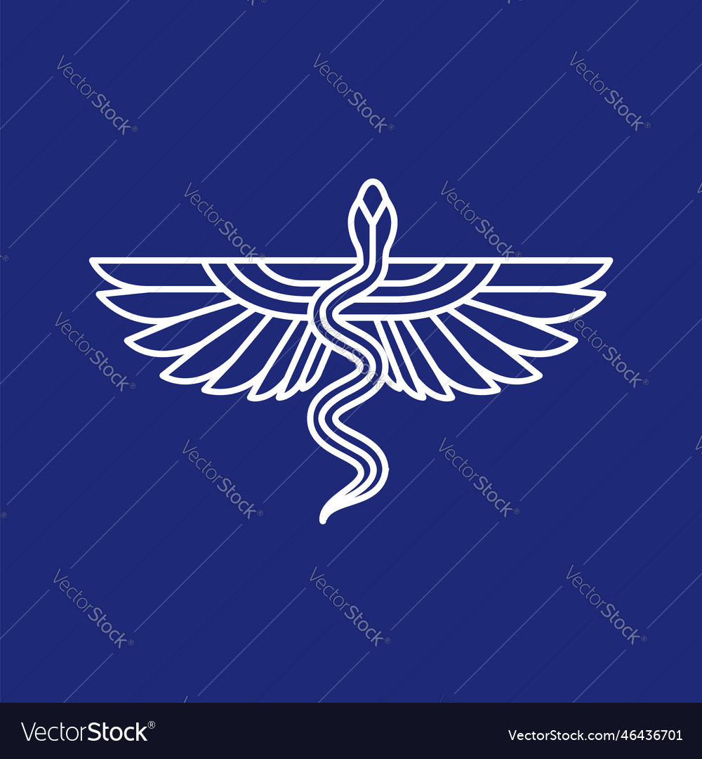 Wings with snakes reptile line minimal logo design Vector Image Wings with snakes reptile line minimal logo design