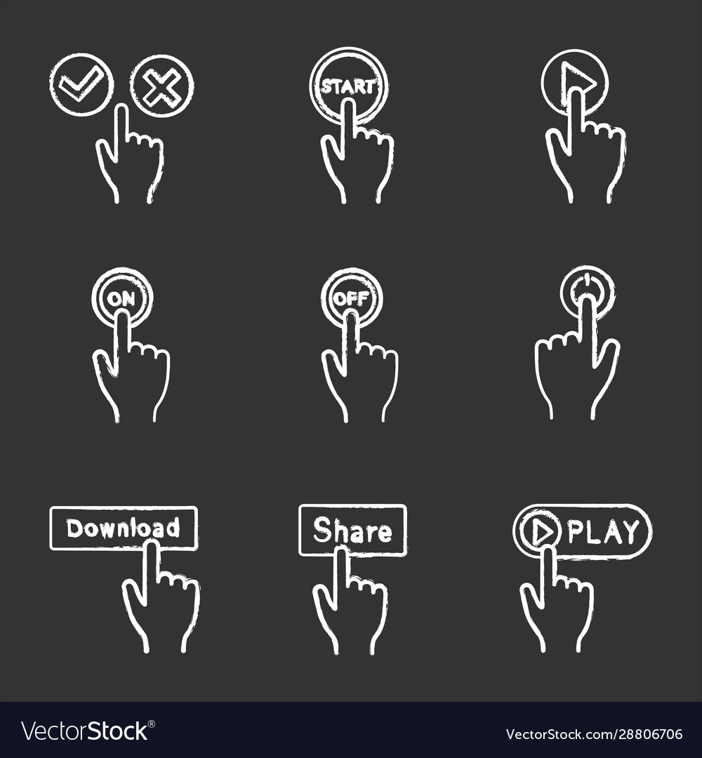 App buttons chalk icons set vector image App buttons chalk icons set