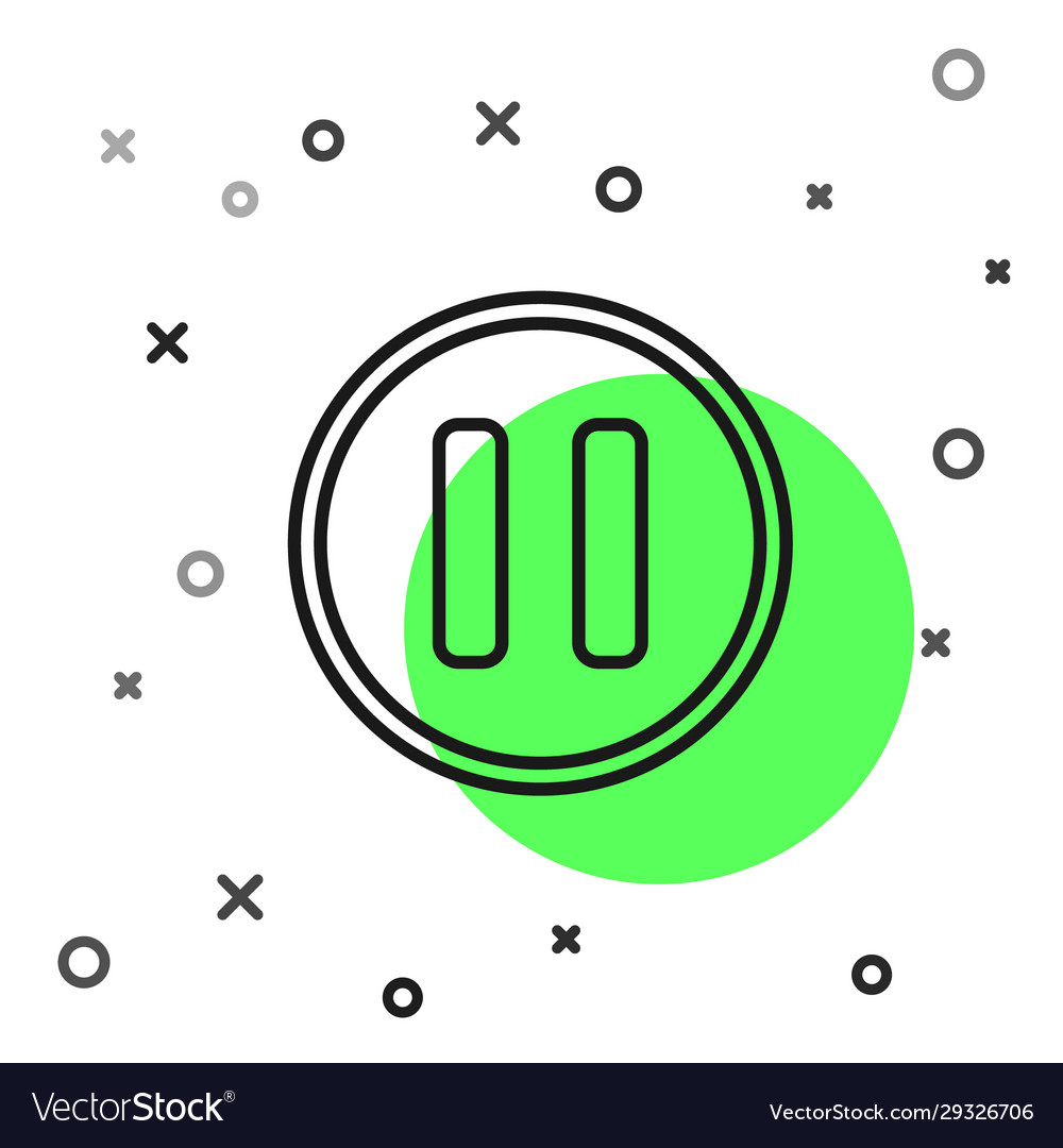 Black line pause button icon isolated on white