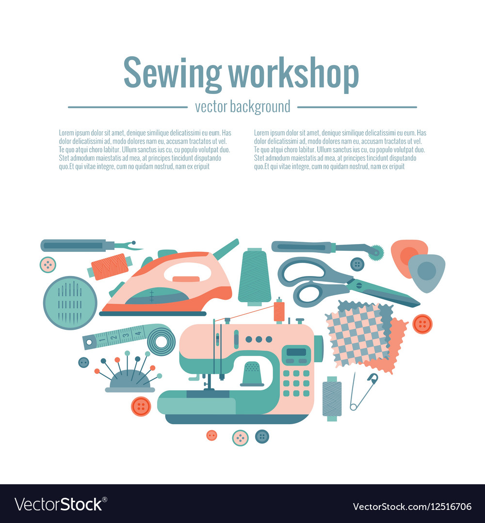 Colorful sewing workshop concept