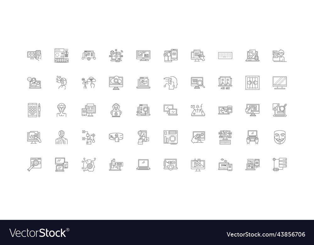 Geek nerds concept linear icons