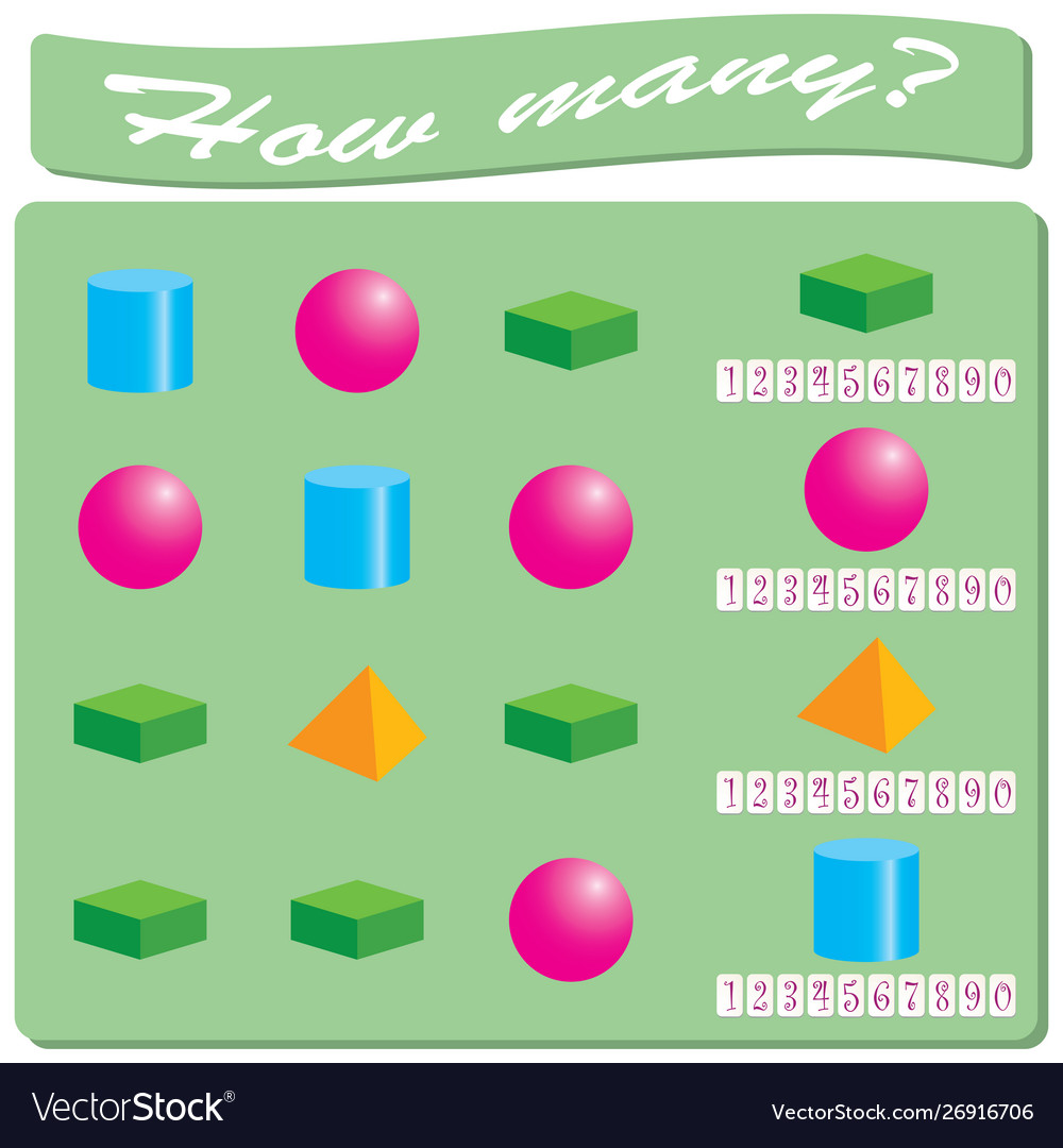 Geometric three-dimensional figures logical task vector image Geometric three-dimensional figures logical task