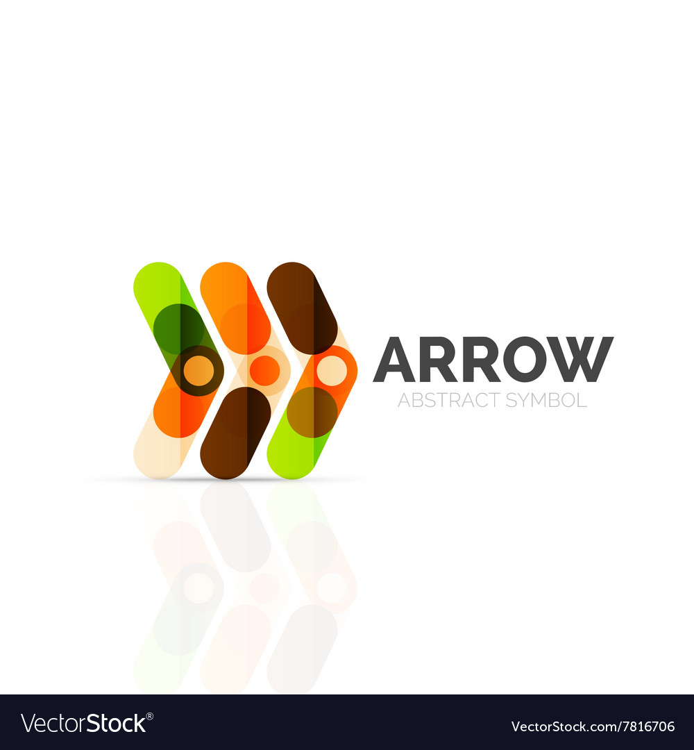 Linear arrow abstract logo connected multicolored