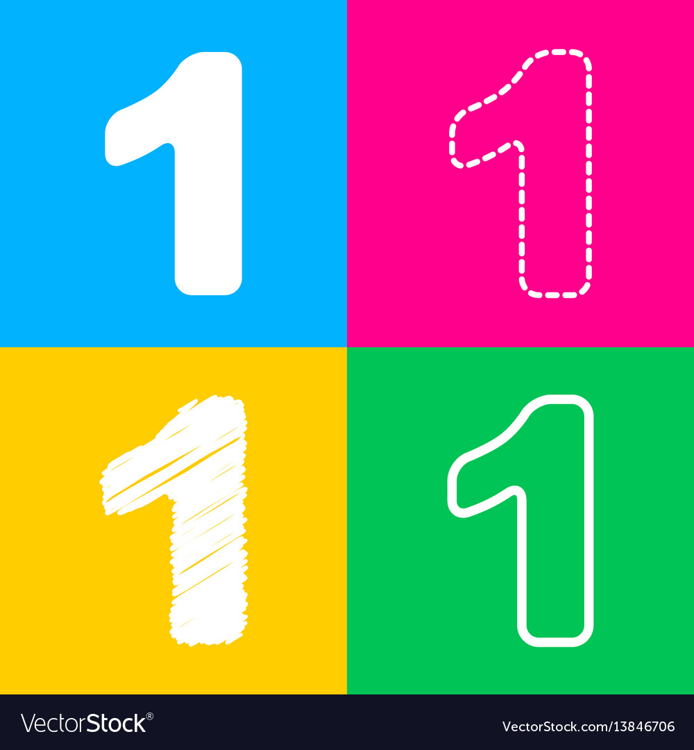 Number 1 sign design template element four styles