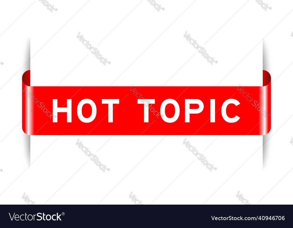 Red color inserted label banner with word hot