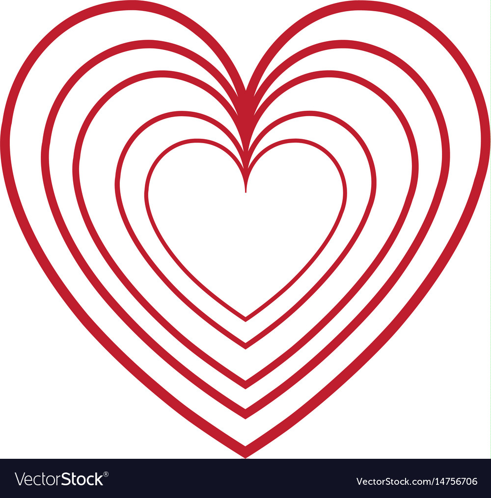 Red heart love romantic feeling decoration Vector Image