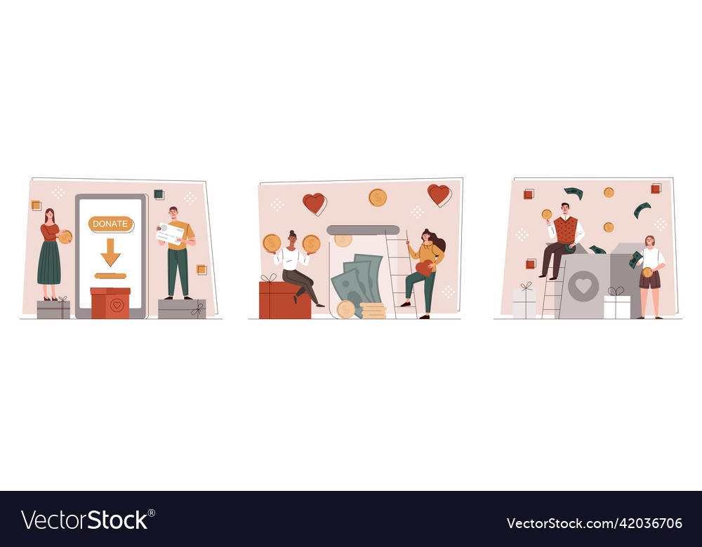 Set of donating Vector Image Set of donating
