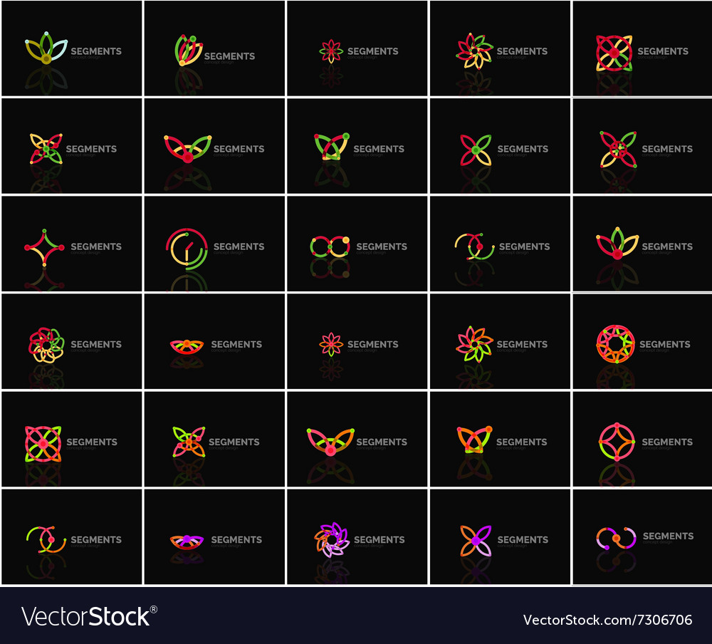 Set of linear abstract logos and swirl shapes