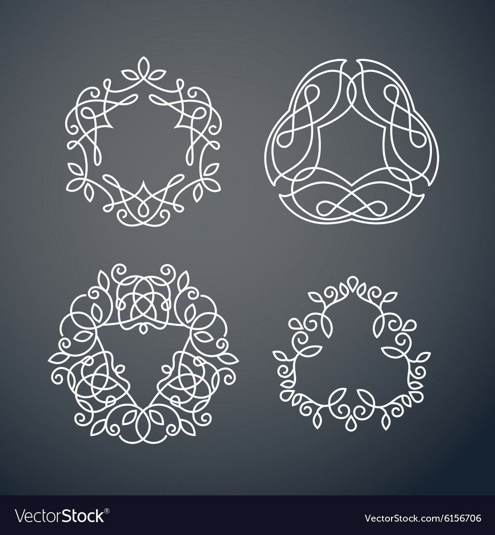 Set of outline monogram 07 Royalty Free Vector Image