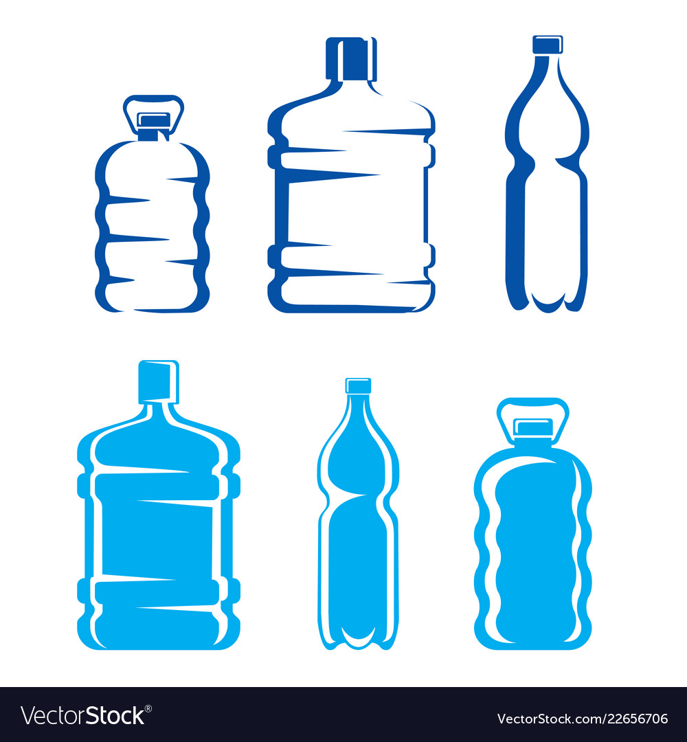 Set plastic bottles symbols and silhouettes Vector Image
