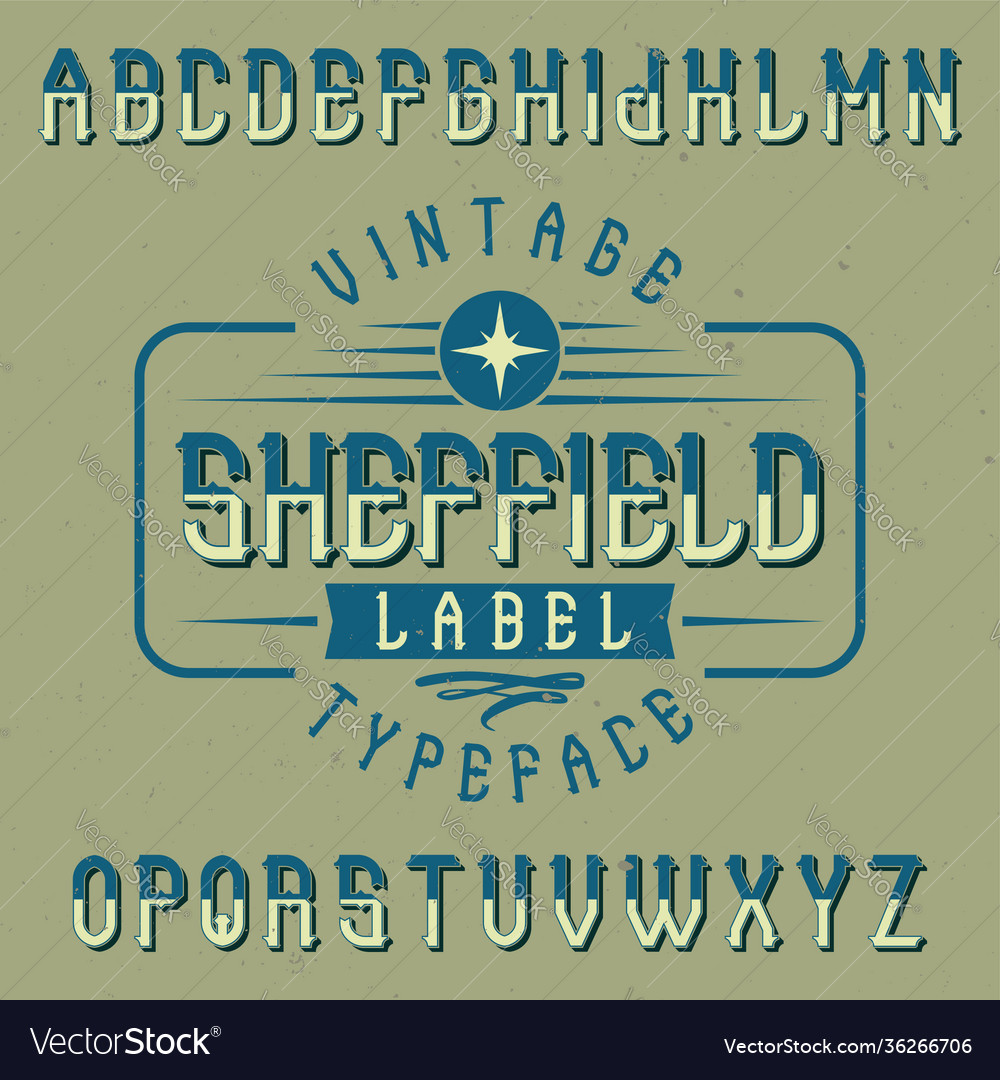 Vintage Label Schriftart namens sheffield