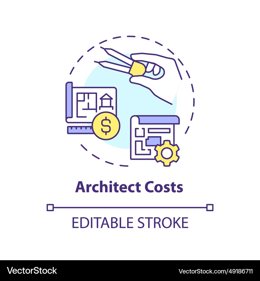 2d thin linear icon architect costs concept Vector Image
