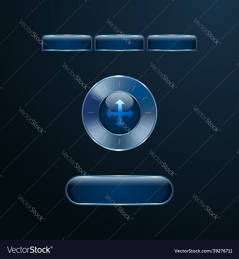 Chrome Glass User Interface Buttons