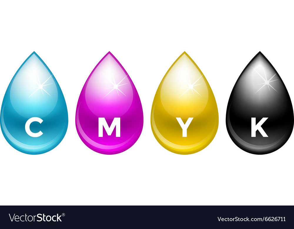 Cmyk drops isolated on white background