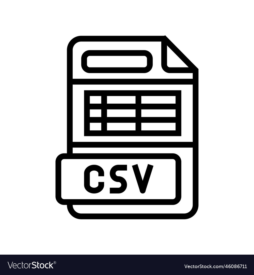 Csv Datei Format Dokumentzeile Symbol vector image Csv Datei Format Dokumentzeile Symbol