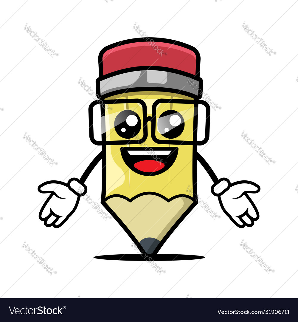 Cute pencil mascot design template Royalty Free Vector Image