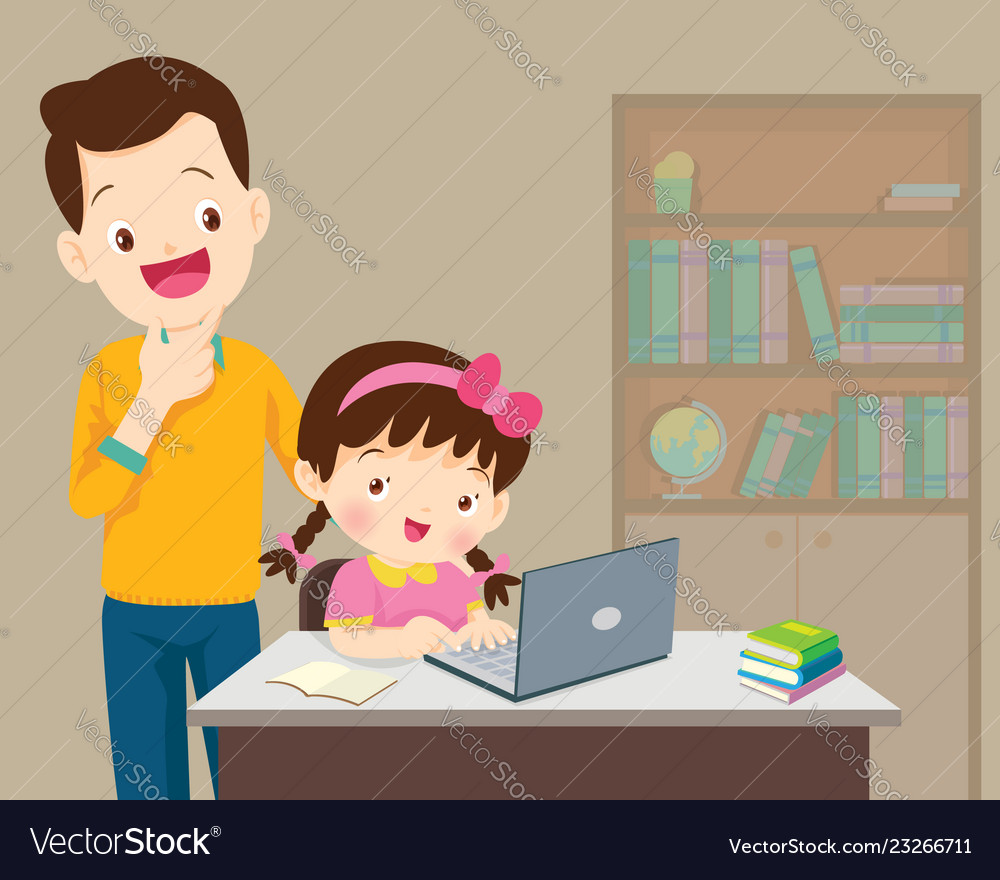 Dad be happy for something of children girl Vector Image Dad be happy for something of children girl Vector Image