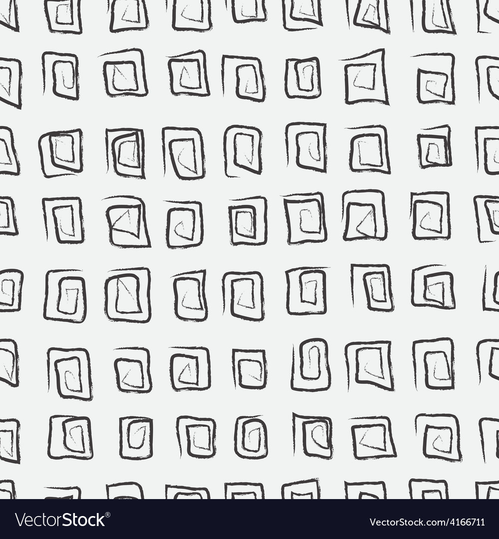 Doodle abstract pattern with squares black