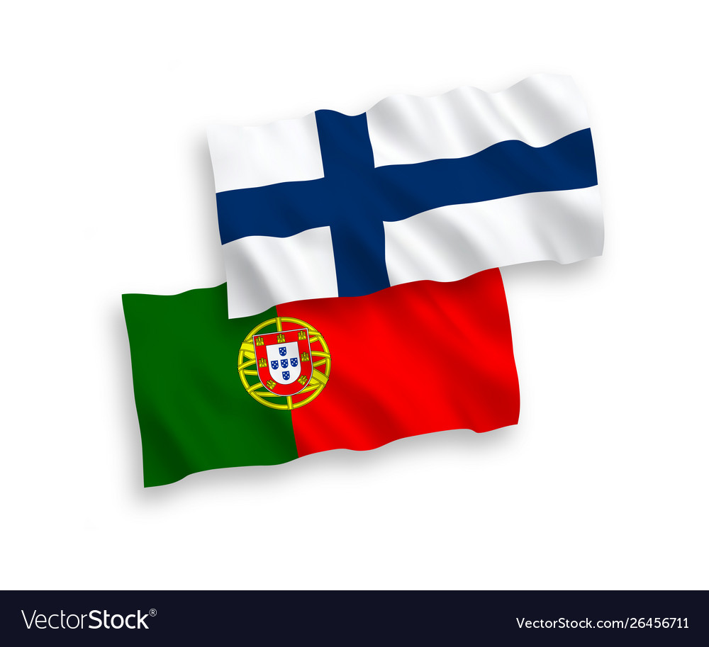 Flags Portugal And Finland On A White Royalty Free Vector