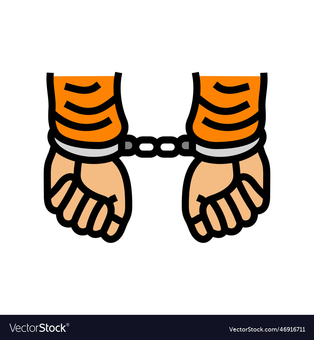 Handcuffed hands crime color icon