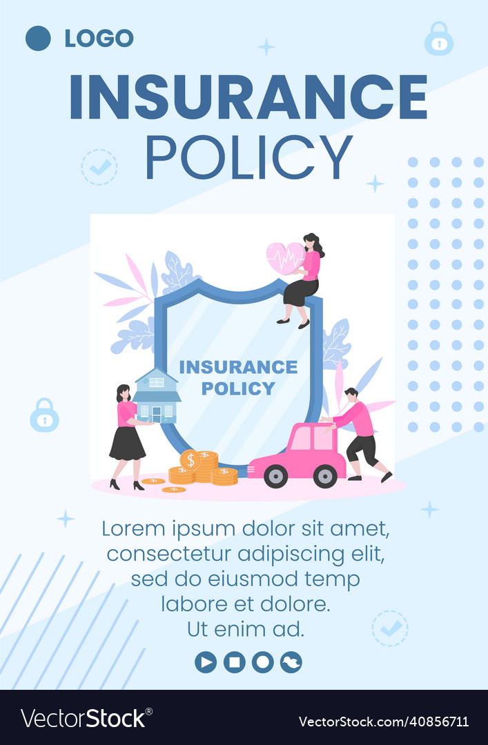 Insurance policy flyer template flat design Vector Image