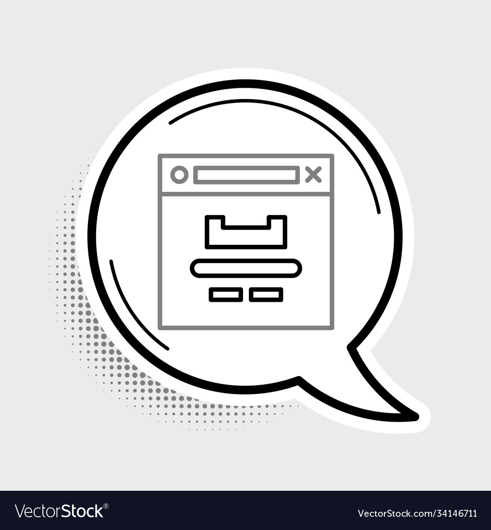 Line browser window icon isolated on grey vector image Line browser window icon isolated on grey