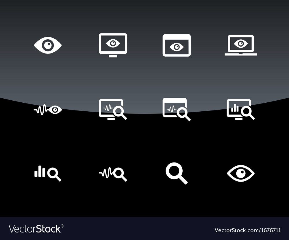 Monitoring icons on black background