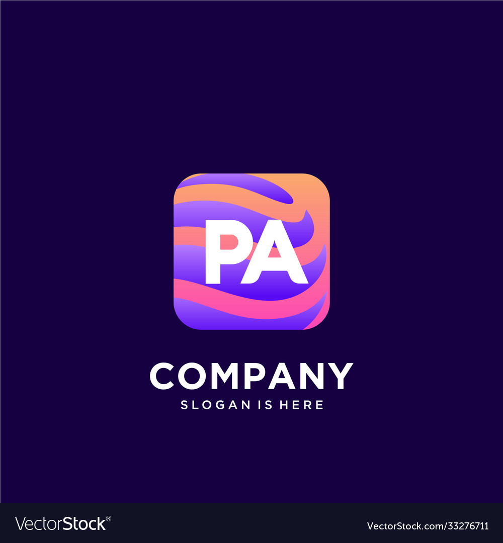 Pa initial logo with colorful template