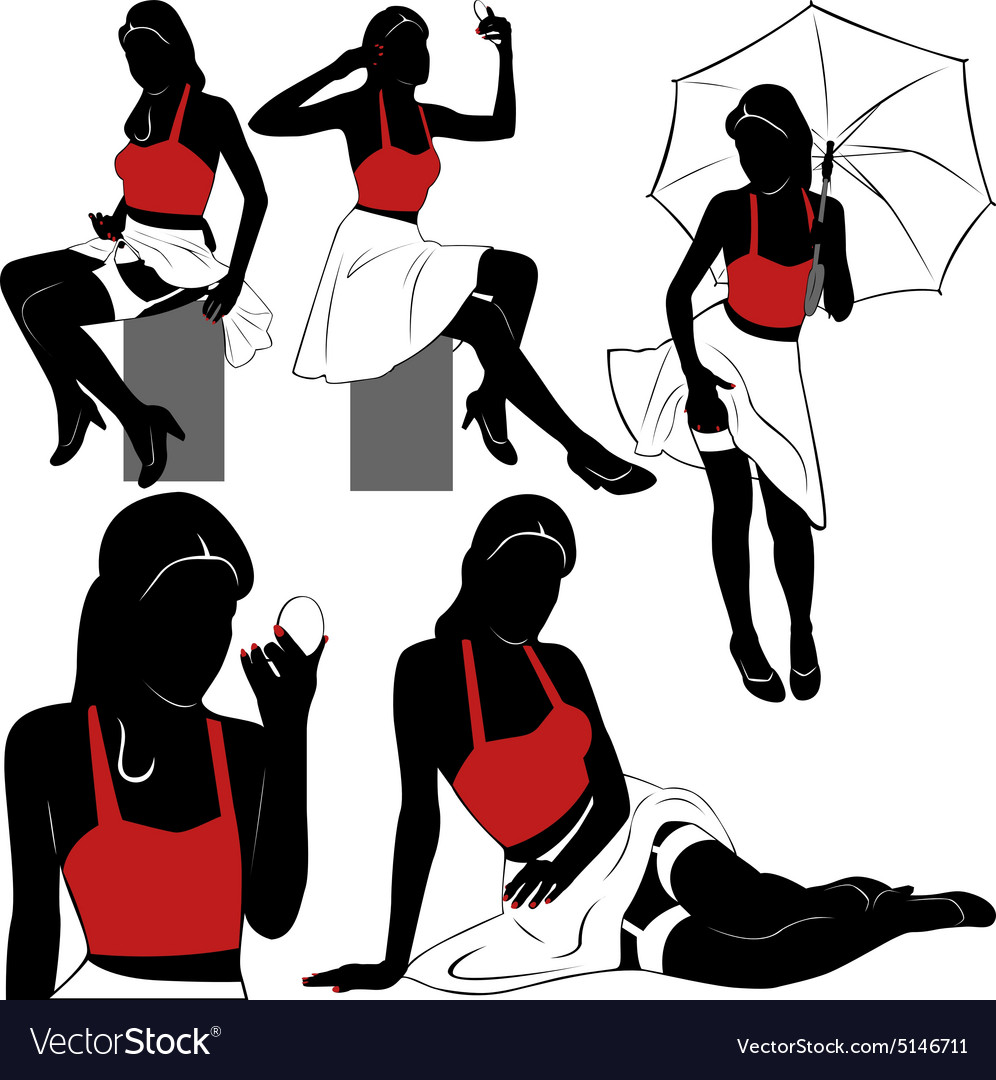 Pin up silhouettes Royalty Free Vector Image - VectorStock