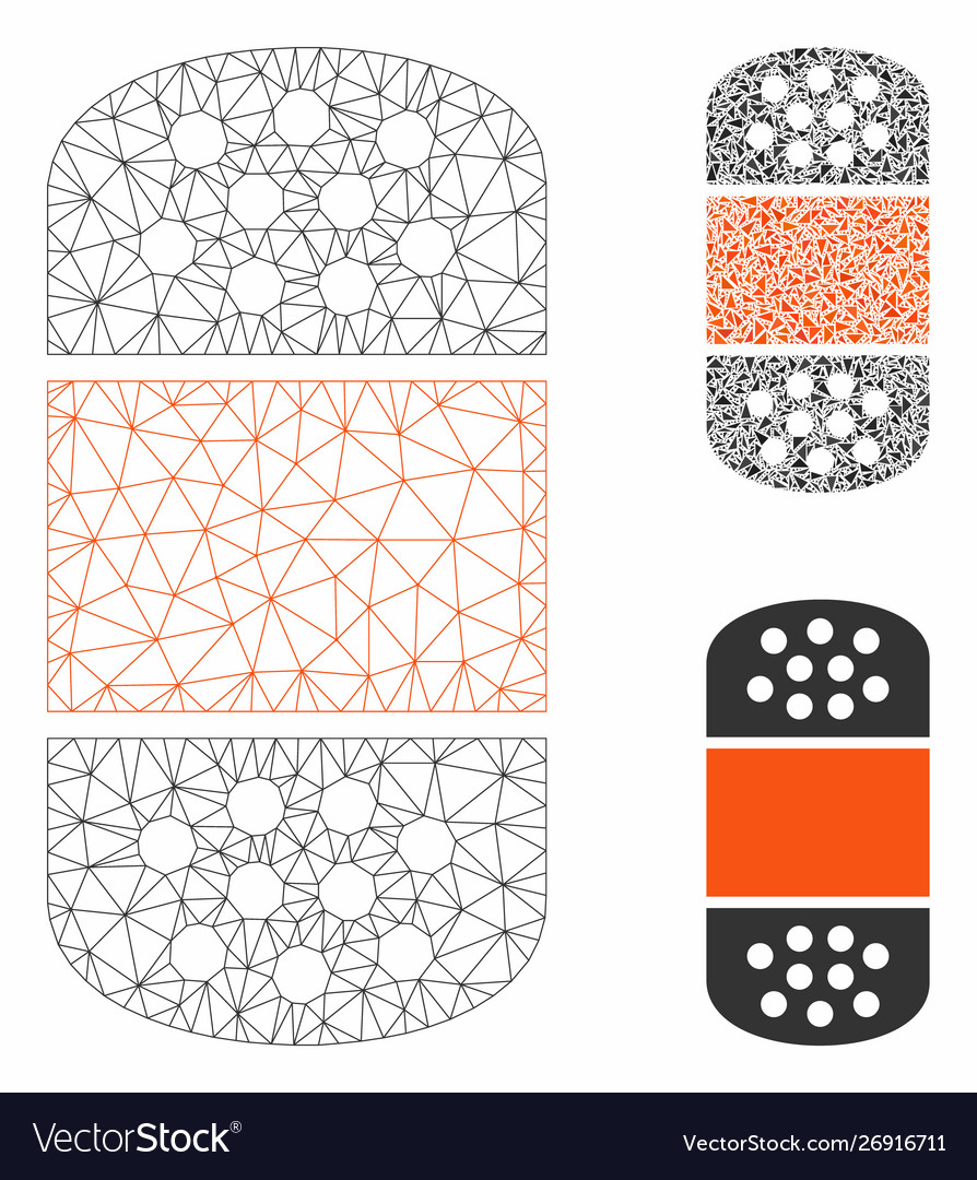 Plaster mesh 2d model and triangle mosaic