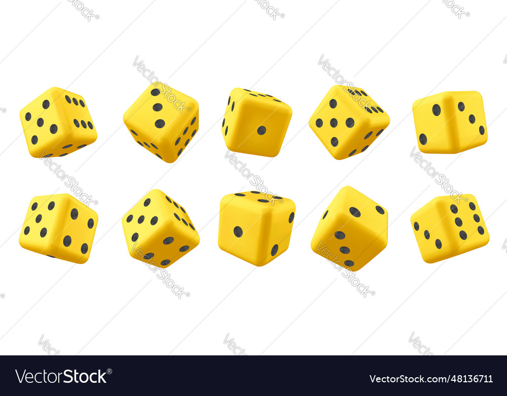 Red 3d play casino game cube dice isolated Vector Image