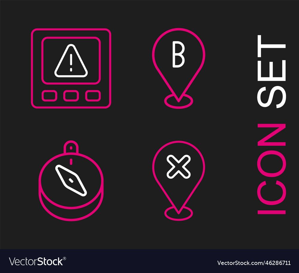 Set line location with cross mark compass Vector Image Set line location with cross mark compass