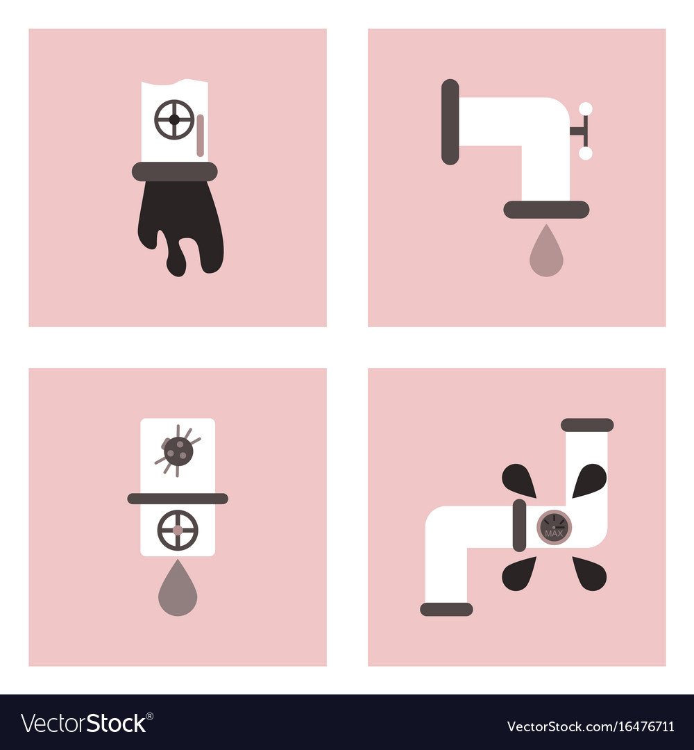 Set of modern eco system icons in flet style