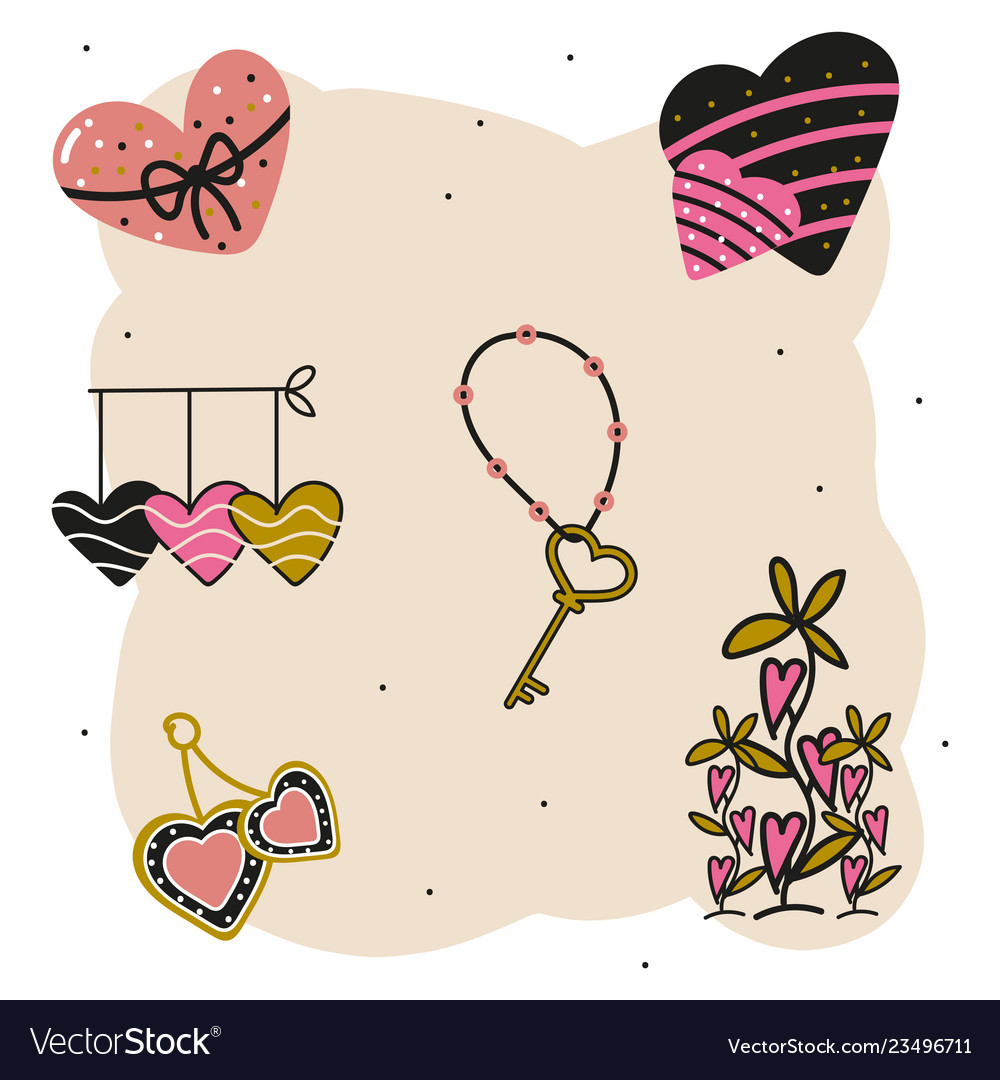 Set of valentines day design elements Vector Image Set of valentines day design elements