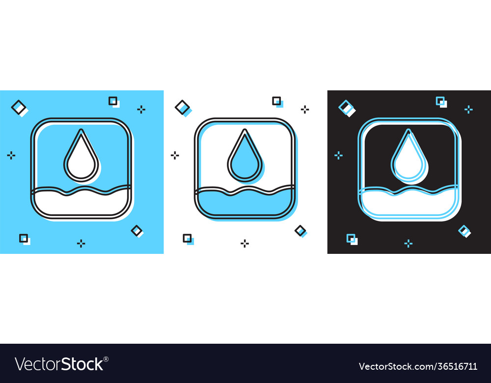 Set water drop icon isolated on blue and white