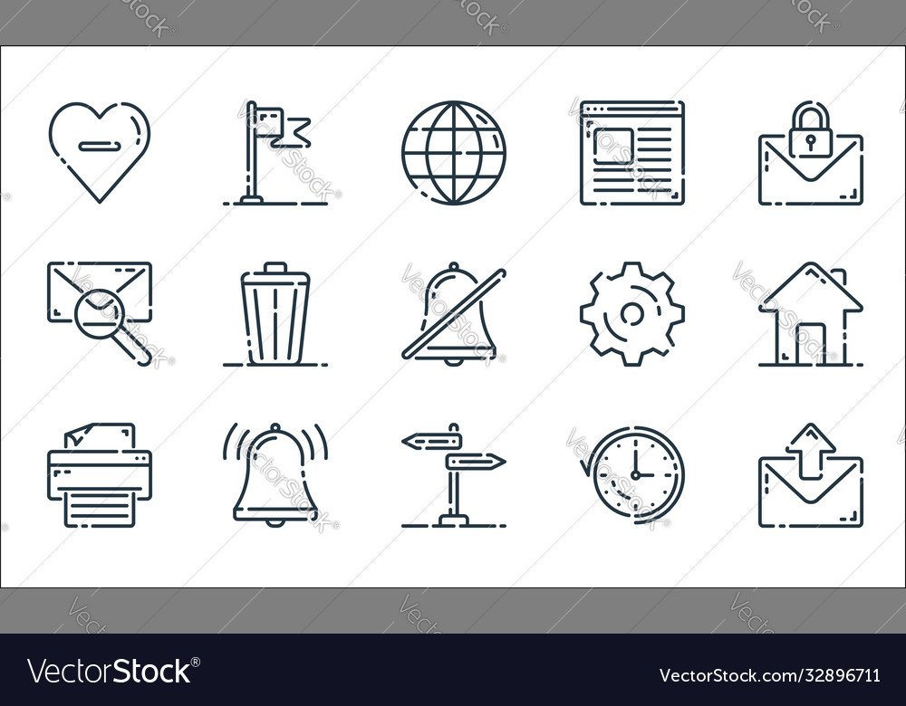 User interface line icons linear set quality vector image User interface line icons linear set quality