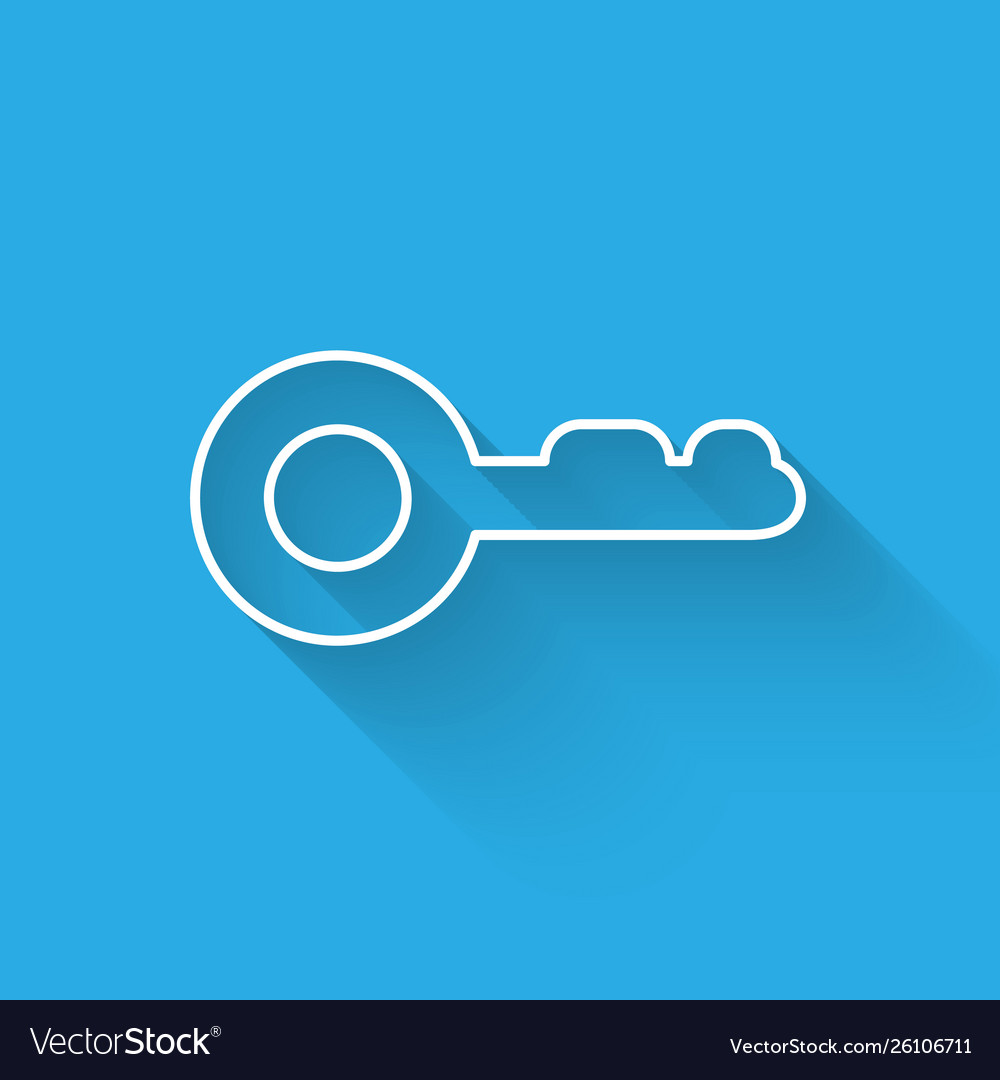 White key icon isolated with long shadow Vector Image White key icon isolated with long shadow