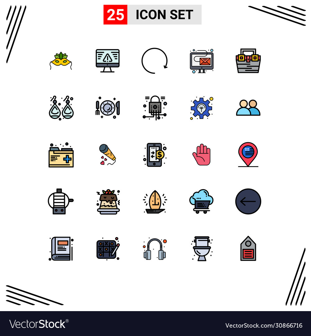 25 user interface filled line flat color pack