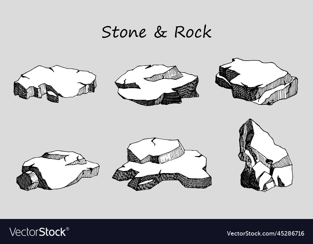 A set of stones and rocks hand-drawn sketch